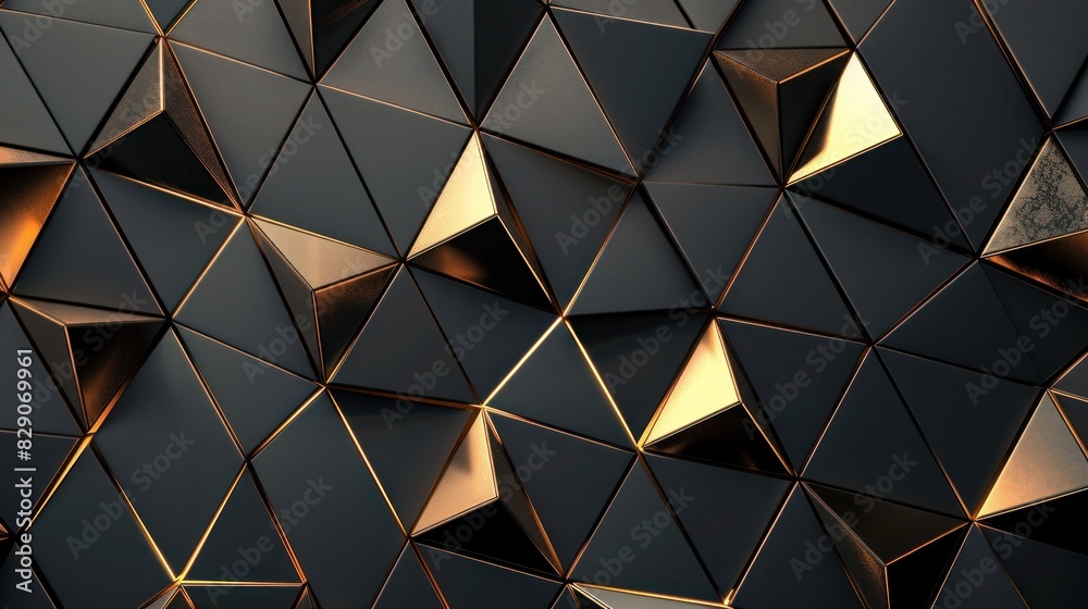 Minimalistic geometric background with metallic black and gilding triangles Minimalistic geometric background with metallic black and gilding triangles