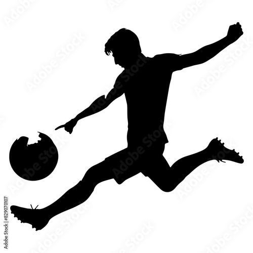 Football player shooting on white background Vector illustration