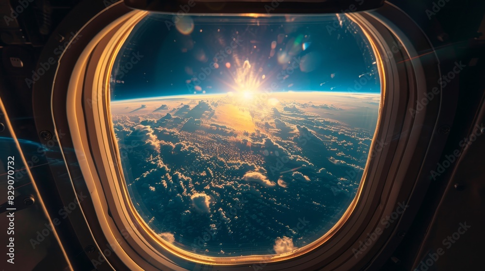 View of Earth from a spacecraft window View of Earth from a spacecraft window