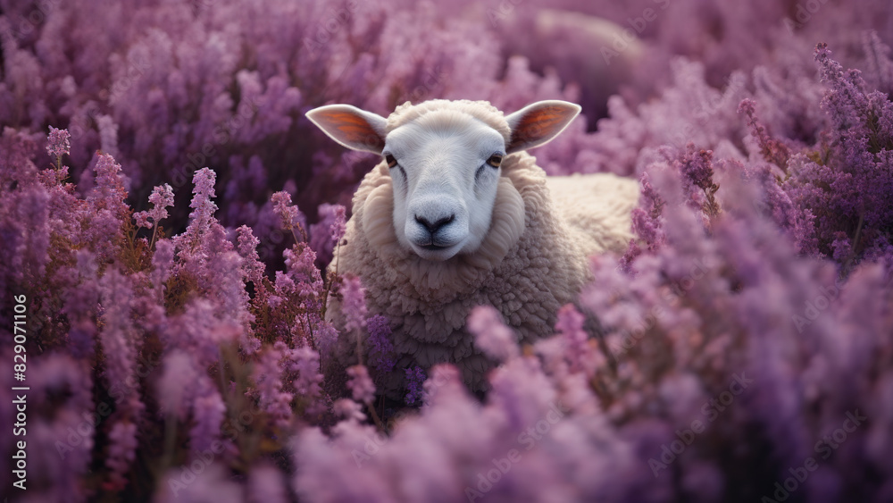 Majestic White Sheep Grazing Amidst Vibrant Purple Lavender
Majestic White Sheep Grazing Amidst Vibrant Purple Lavender
