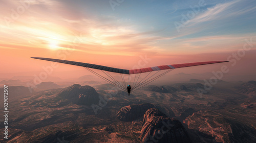 Elevated Euphoria: Hang Gliding Over Majestic Mountains photo