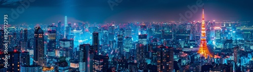 Magnified urban nightscape highlighting the city's vibrancy and details photo