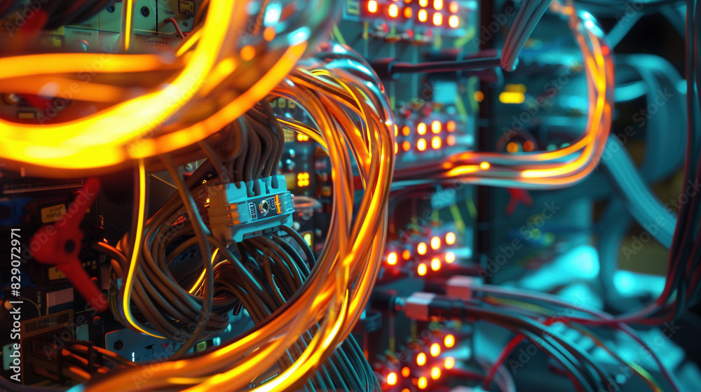 Energetic Complexity: Illuminated Control Panel Wires