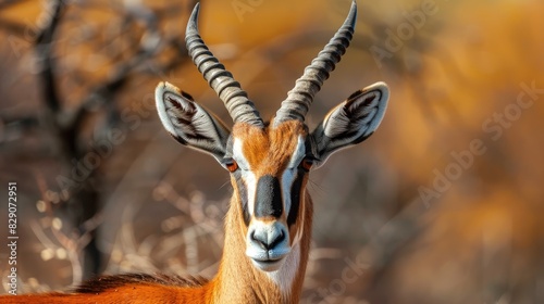 Blesbok antelope with safari horns in the wild photo