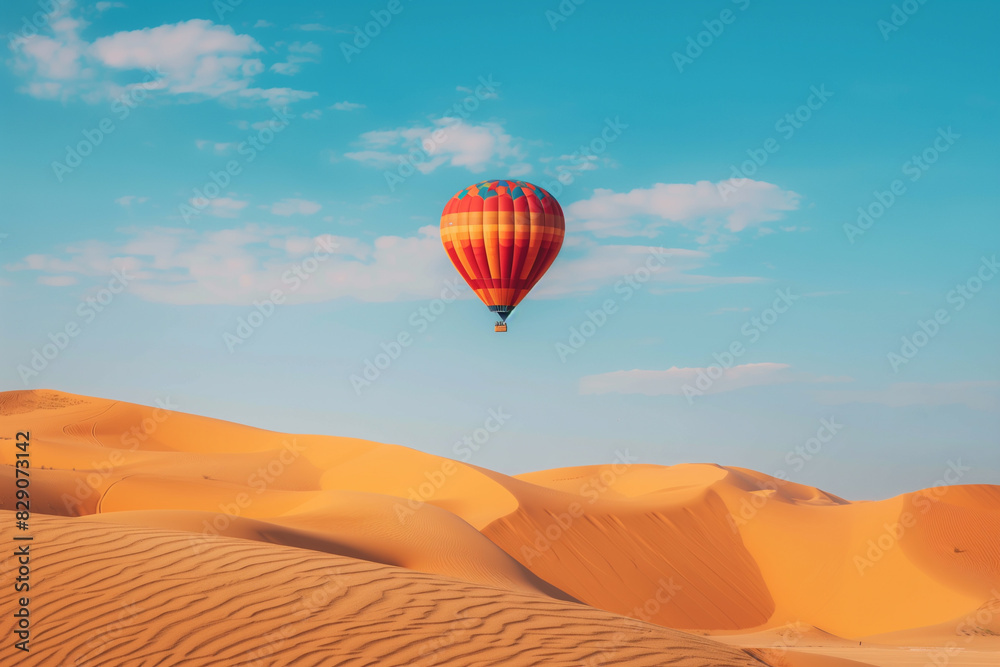 hot air balloon over desert region hot air balloon over desert region