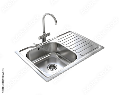 Kitchen Steel sink isolated on transparent background