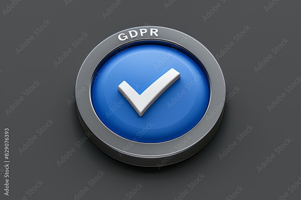 GDPR verification button rendered in 3D on a smooth surface, emphasizing regulatory compliance in technology. GDPR verification button rendered in 3D on a smooth surface, emphasizing regulatory compliance in technology.