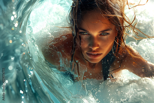 Woman Swimming in Water