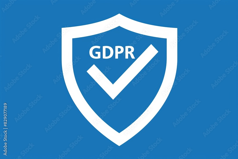 Classic blue shield with bold GDPR label prominently displayed, emphasizing strong compliance and data protection in a professional setting. Classic blue shield with bold GDPR label prominently displayed, emphasizing strong compliance and data protection in a professional setting.
