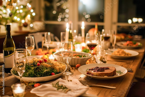 Festive Holiday Dinner with delicious Food and Drinks for a memorable celebration with loved ones
