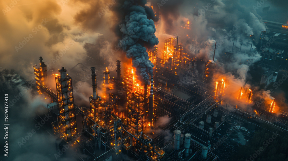 Fototapeta premium A factory burning waste to generate electricity,generative ai