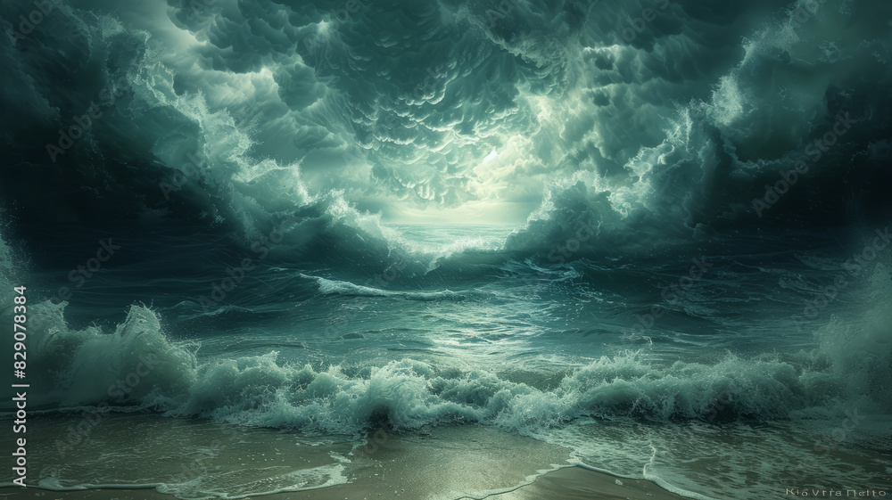 vast ocean An impending disaster The waves hit the shore gently.generative ai vast ocean An impending disaster The waves hit the shore gently.generative ai
