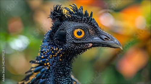 adult male Great Curassow Crax rubra with black plumage and a yellow bill native to Costa Rica Central America photo