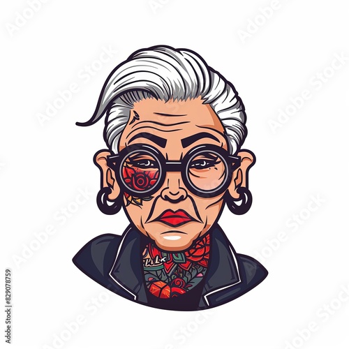 Wallpaper Mural A woman with glasses and tattoos on her neck and face Torontodigital.ca