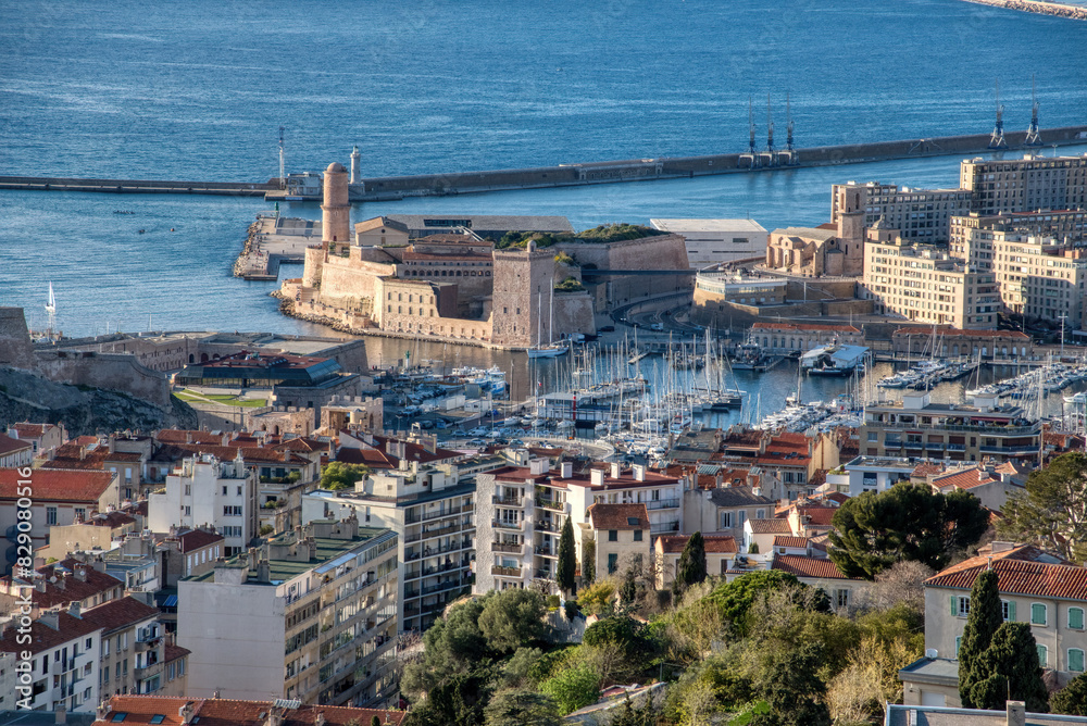 Φωτογραφία Aerial view of Vieux Port, Marseille, France
