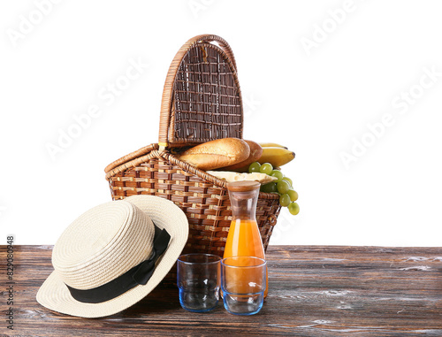 Wicker picnic basket with t...