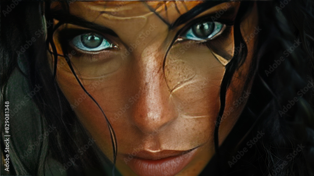 Portrait of an oracle woman with labyrinth eyes,generative ai Portrait of an oracle woman with labyrinth eyes,generative ai