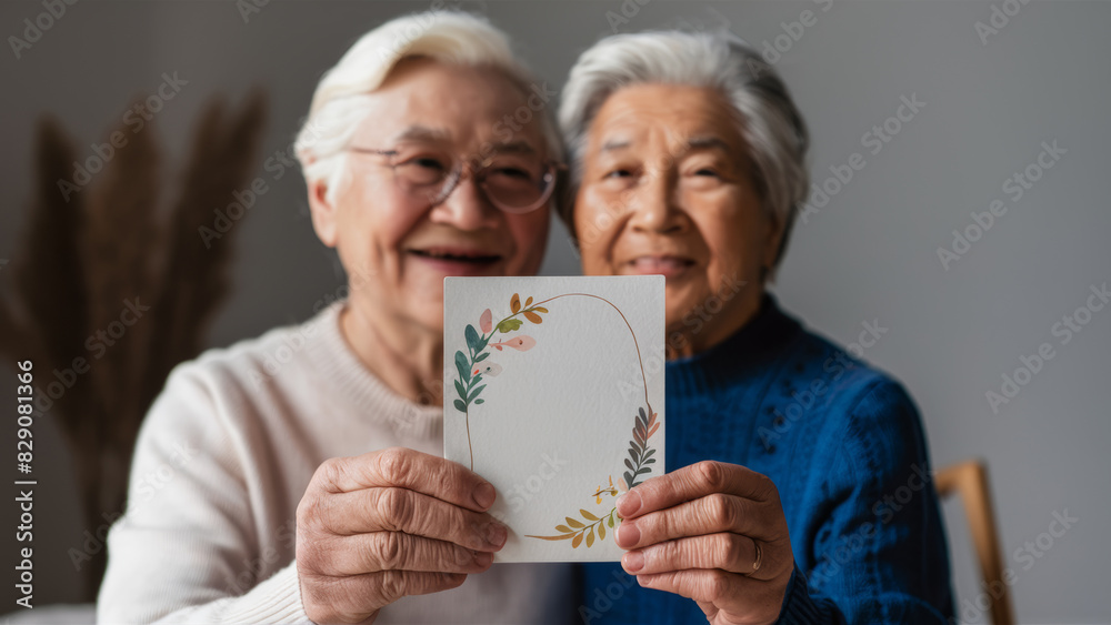 Two older women holding with free place for text, AI Two older women holding with free place for text, AI