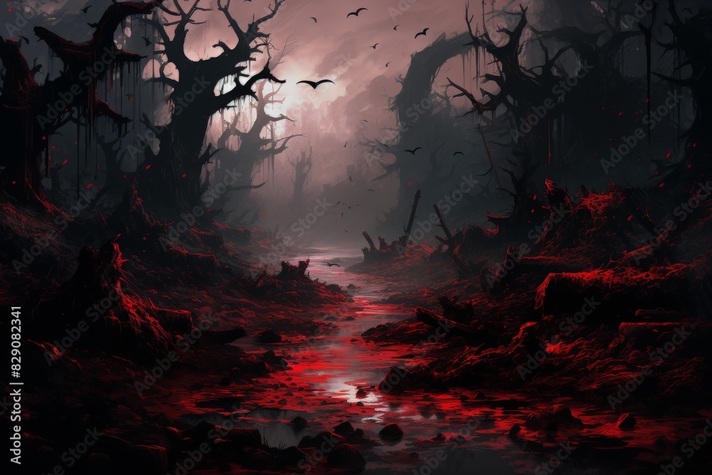 Obraz premium foggy forest, concept art