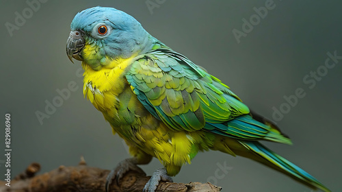 adult male Raiatea Parakeet Cyanoramphus ulietanus with green and blue plumage extinct native to French Polynesia Oceania