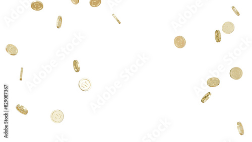 Jackpot or win concept.Coins rain on transparent background.
