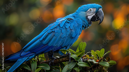 adult male Spix's Macaw Cyanopsitta spixii with bright blue feathers extinct native to Brazil South America photo