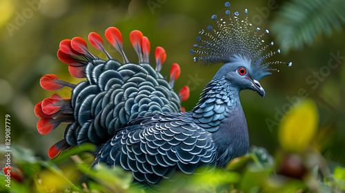 adult male Victoria Crowned Pigeon Goura victoria with bluegray plumage and elegant crest native to Papua New Guinea Oceania photo