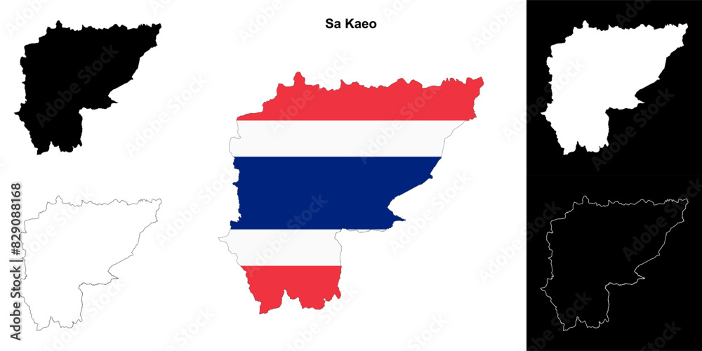 Fototapeta premium Sa Kaeo province outline map set