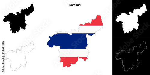 Saraburi province outline map set