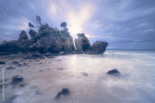 Coastal rocky shoreline at dawn, Victoria, Australia photo