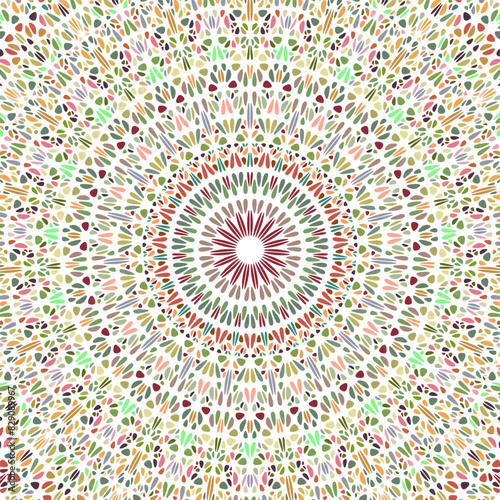 Oriental dynamic petal ornament mandala background - colorful abstract floral psychedelic vector design