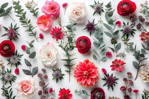 Wallpaper Mural Flowers on white surface close-up Torontodigital.ca