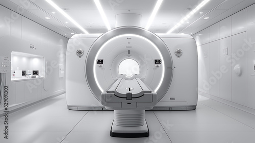 Front view mockup image white background of an MRI machine