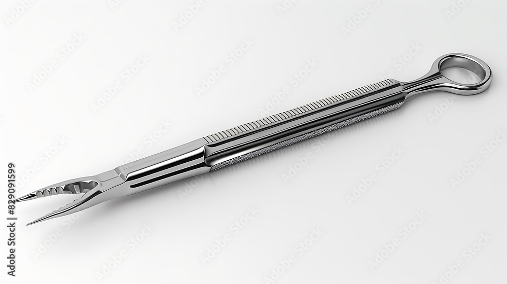 Front view mockup image white background of a surgical needle holder Front view mockup image white background of a surgical needle holder