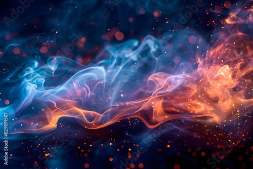 Intense blue-orange fire close-up with smoke © Valentin