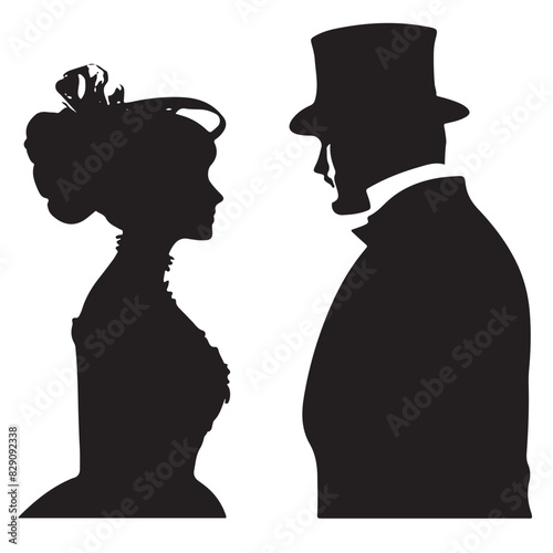 Retro Couple Silhouette Vector