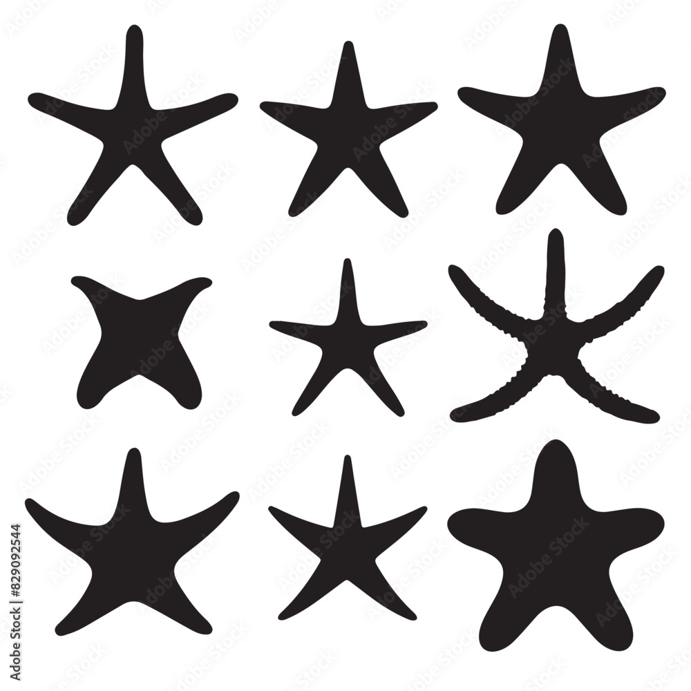 Starfish Silhouette Vector Set Starfish Silhouette Vector Set