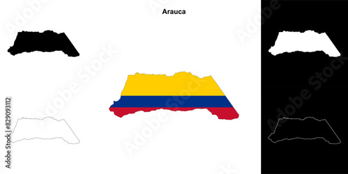 Arauca department outline map set photo