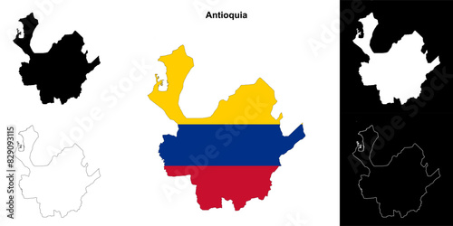 Antioquia department outline map set