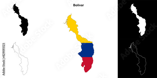 Bolivar department outline map set photo