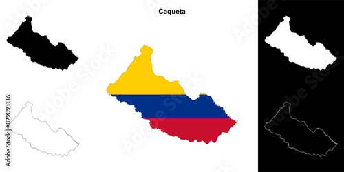 Caqueta department outline map set photo