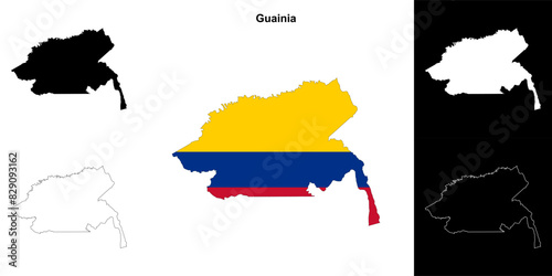 Guainia department outline map set photo