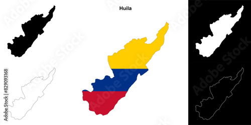 Huila department outline map set photo