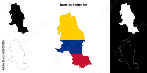 Norte de Santander department outline map set photo