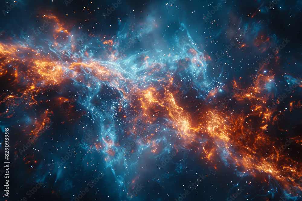 Fototapeta premium The ghostly remnants of a supernova explosion, a glowing nebula bearing witness to the death throes of a massive star. Concept of stellar destruction. Generative Ai.