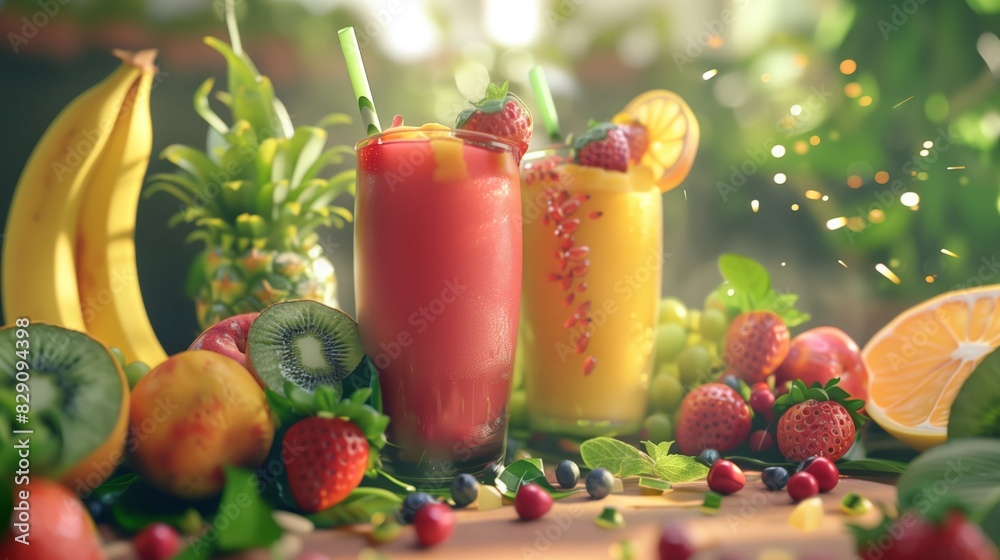 AI-Generated Fresh Fruit Smoothies AI-Generated Fresh Fruit Smoothies