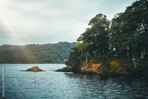 The lake and small island 