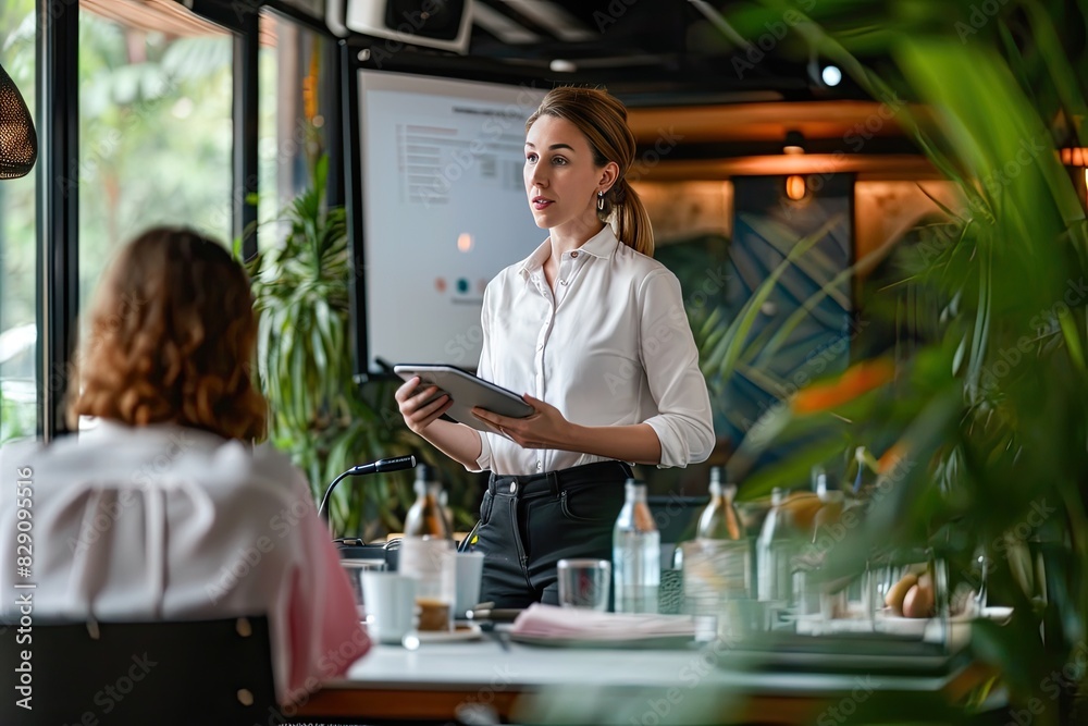 A business women leading and presenting something on meeting A business women leading and presenting something on meeting