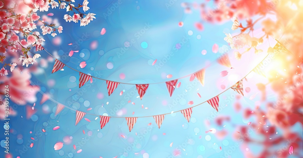 Spring Festival with Bunting and Blossoms Spring Festival with Bunting and Blossoms