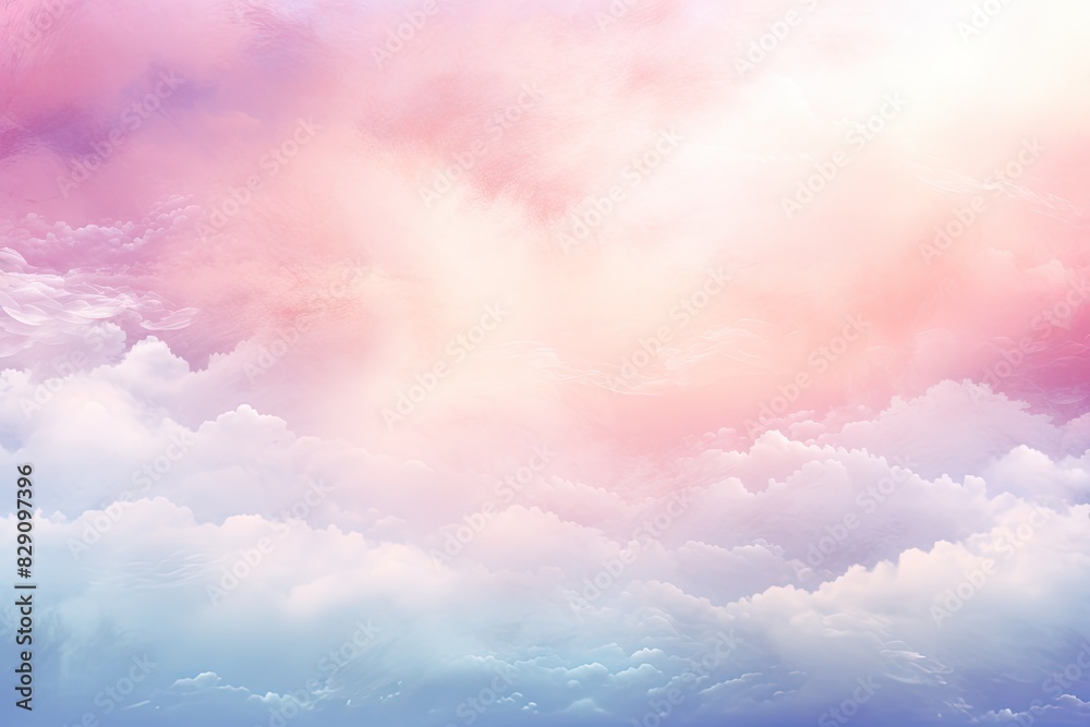 Watercolor cloudy and wavy pastel background, Blank watercolor background with colorful clouds and waves